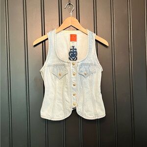 Vintage Christian Lacroix Denim Vest/Bustier with Gold Accents